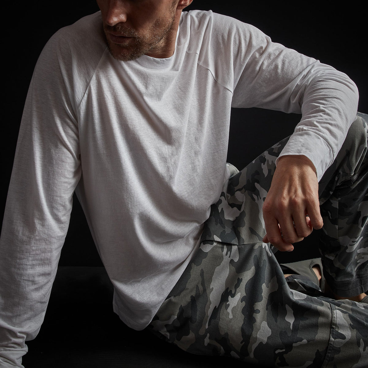 High Twist Recycled Jersey Raglan in White | James Perse Los Angeles