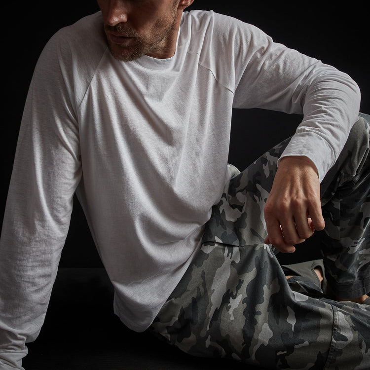 High Twist Recycled Jersey Raglan in White | James Perse Los Angeles
