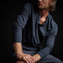 High Twist Recycled Jersey Henley In Heather Navy | James Perse Los Angeles