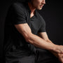 High Twist Recycled Jersey Short Sleeve Polo in Black | James Perse Los Angeles