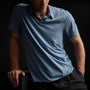 High Twist Recycd Jsy Short Sleeve Polo in Heather Blue | James Perse Los Angeles