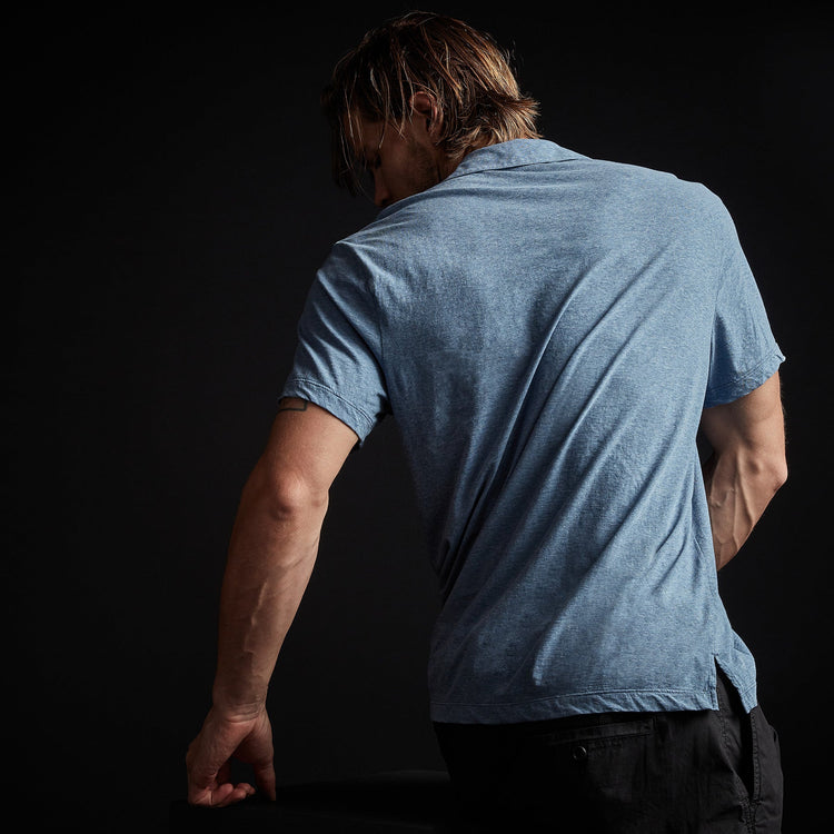 High Twist Recycd Jsy Short Sleeve Polo in Heather Blue | James Perse Los Angeles