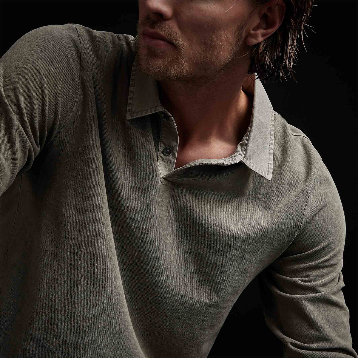 High Twist Jersey Rugby Polo in Concrete Pigment | James Perse Los Angeles