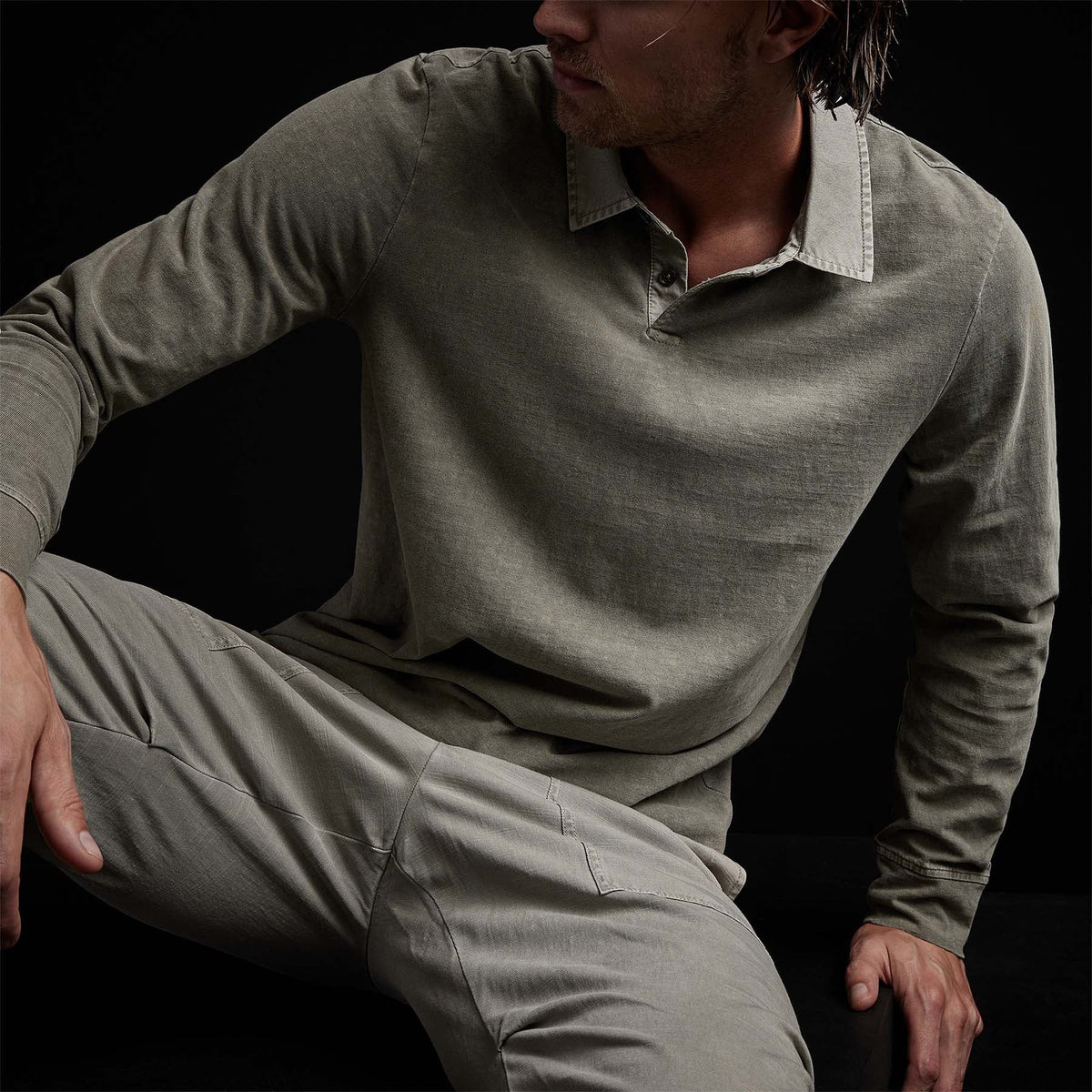 High Twist Jersey Rugby Polo in Concrete Pigment | James Perse Los Angeles