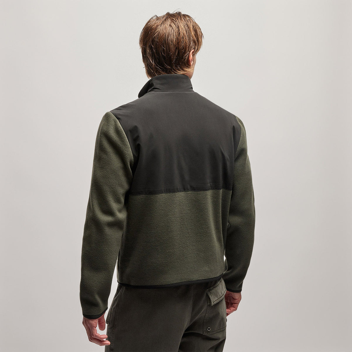 Wool Jersey Mixed Media Jacket in Dark Olive/Black | James Perse Los Angeles