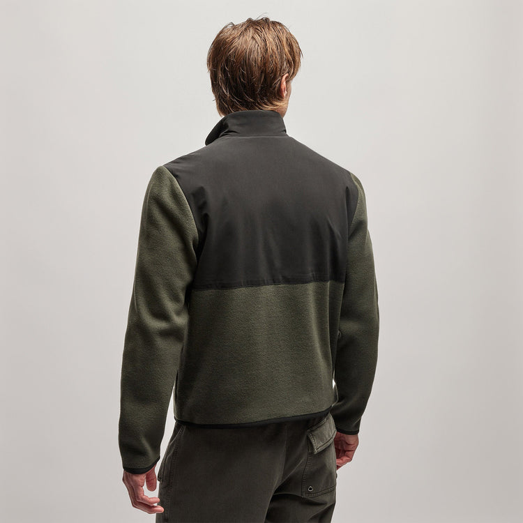 Wool Jersey Mixed Media Jacket in Dark Olive/Black | James Perse Los Angeles