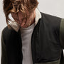 Wool Jersey Mixed Media Jacket in Dark Olive/Black | James Perse Los Angeles