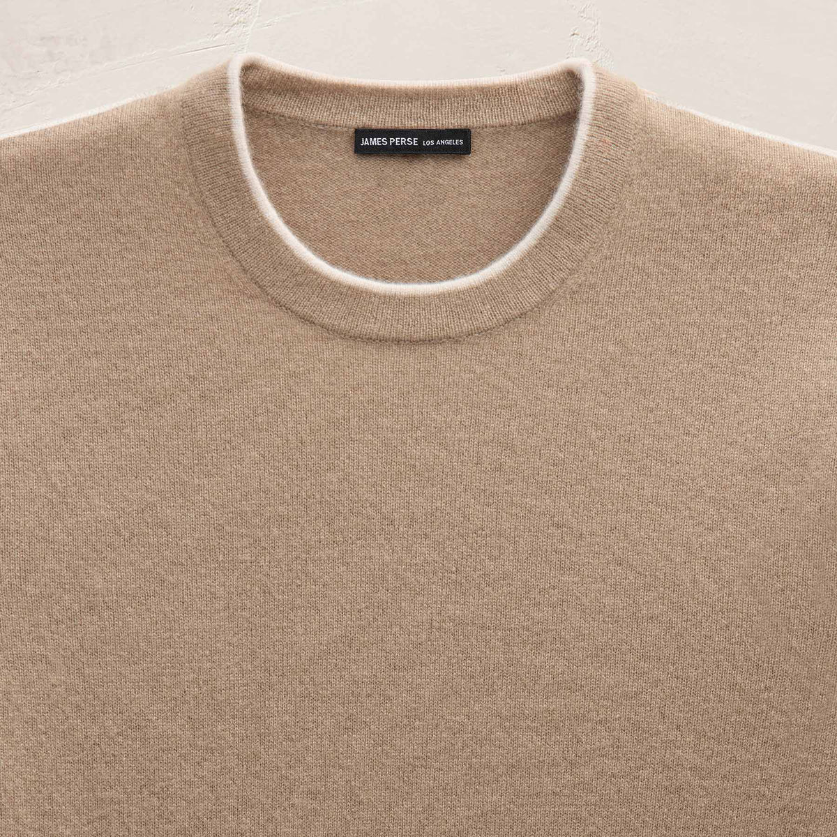 Italian Spun Cashmere Crewneck in Coffee/Stucco | James Perse Los Angeles FLAT