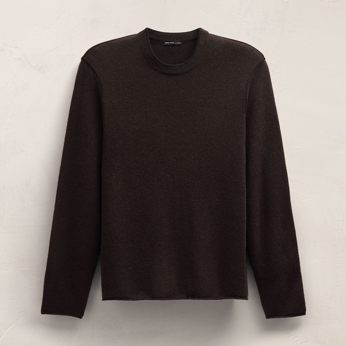 Italian Spun Cashmere Crewneck in Kona/Black | James Perse Los Angeles FLAT