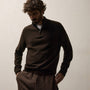 Half Zip Cashmere Funnel Neck in Kona/Black | James Perse Los Angeles