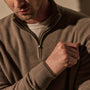 Italian Spun Cashmere Half Zip in Warm Brown/Mid Brown | James Perse Los Angeles