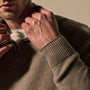 Italian Spun Cashmere Half Zip in Warm Brown/Mid Brown | James Perse Los Angeles