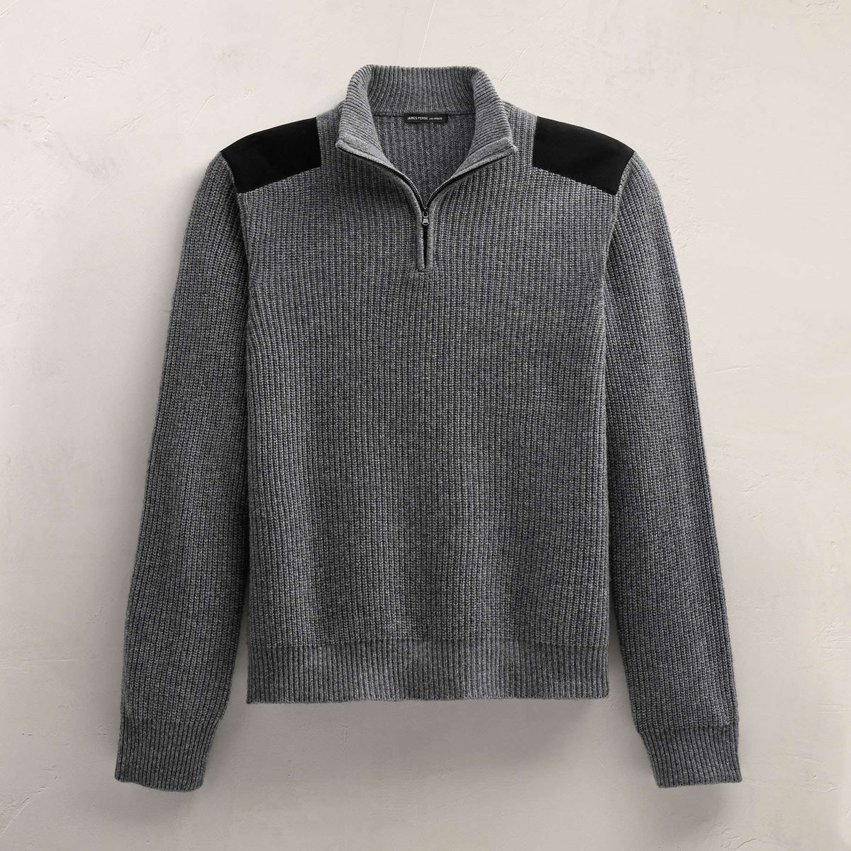 Italian Spun Cashmere Half Zip in Mid Grey | James Perse Los Angeles FLAT