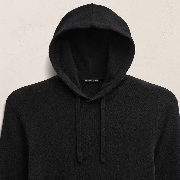 Italian Spun Cashmere Hoodie in Black | James Perse Los Angeles FLAT