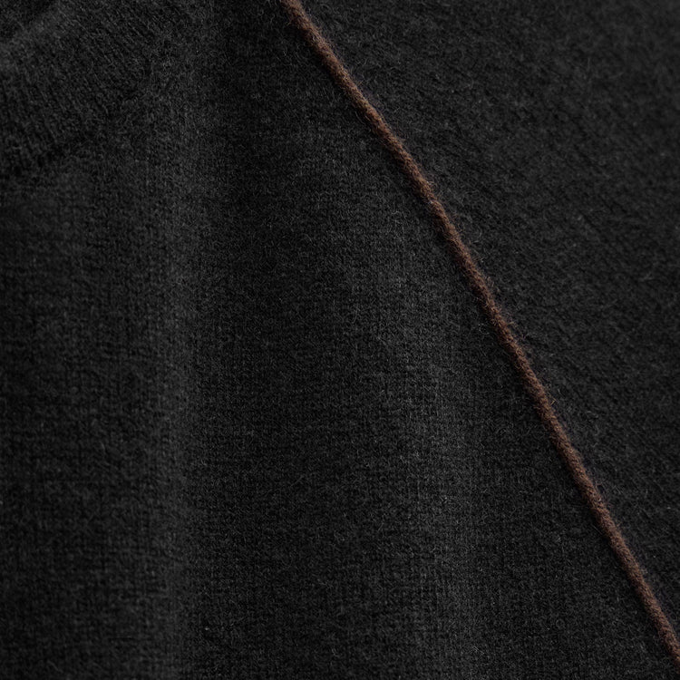 Italian Spun Cashmere Raglan Piped Crew in Black/Kona | James Perse Los Angeles FLAT