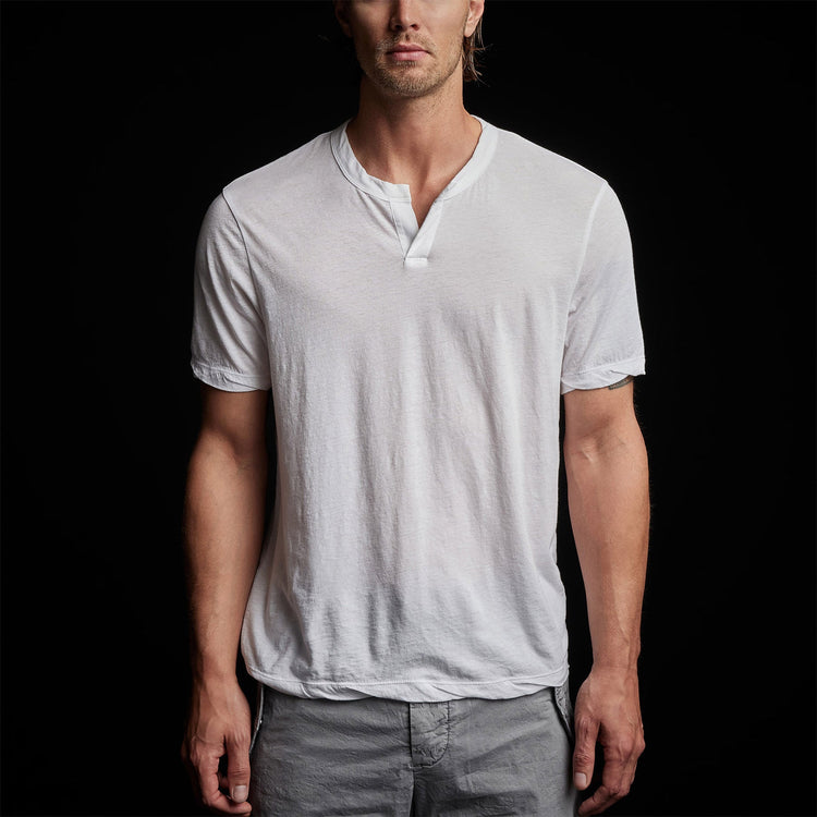 Oasis Linen Henley in White | James Perse Los Angeles