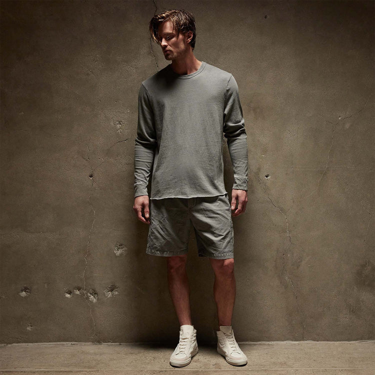 Natural Slub Jersey Long Sleeve Crew in Silver Grey Pigment | James Perse Los Angeles