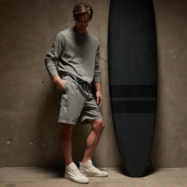 Natural Slub Jersey Long Sleeve Crew in Silver Grey Pigment | James Perse Los Angeles