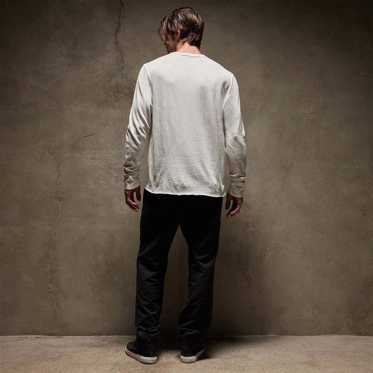 Natural Slub Jersey Long Sleeve Crew in White | James Perse Los Angeles