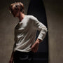 Natural Slub Jersey Long Sleeve Crew in White | James Perse Los Angeles