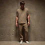 Natural Slub Jersey Short Sleeve Crew in Cashew Pigment | James Perse Los Angeles