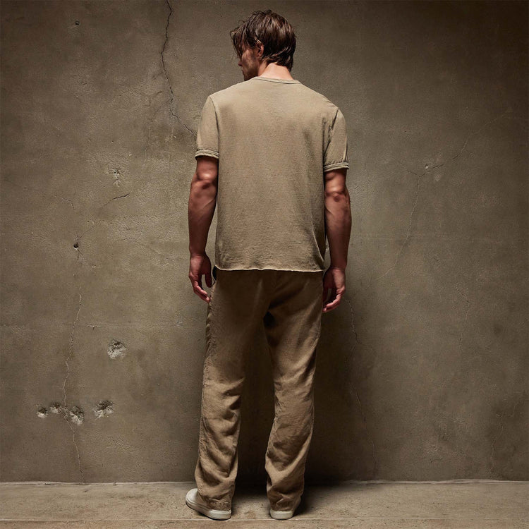 Natural Slub Jersey Short Sleeve Crew in Cashew Pigment | James Perse Los Angeles
