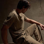 Natural Slub Jersey Short Sleeve Crew in Cashew Pigment | James Perse Los Angeles