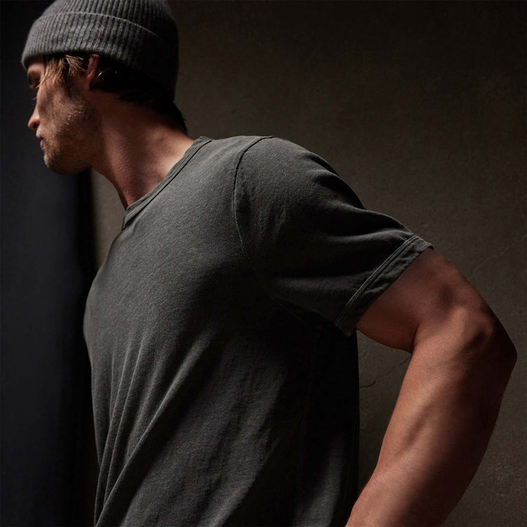 Natural Slub Jersey Short Sleeve Crew in Pipe Pigment | James Perse Los Angeles
