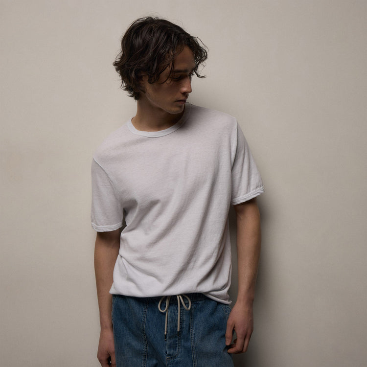 Slub Jersey Short Sleeve Crew in White | James Perse Los Angeles