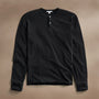 Natural Slub Jersey Henley in Black | James Perse Los Angeles