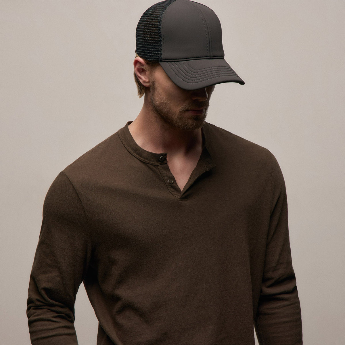 Slub Jersey Long Sleeve Henley in Porcupine | James Perse Los Angeles