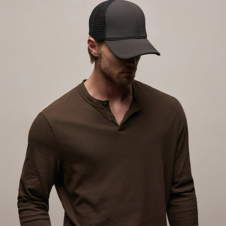Slub Jersey Long Sleeve Henley in Porcupine | James Perse Los Angeles