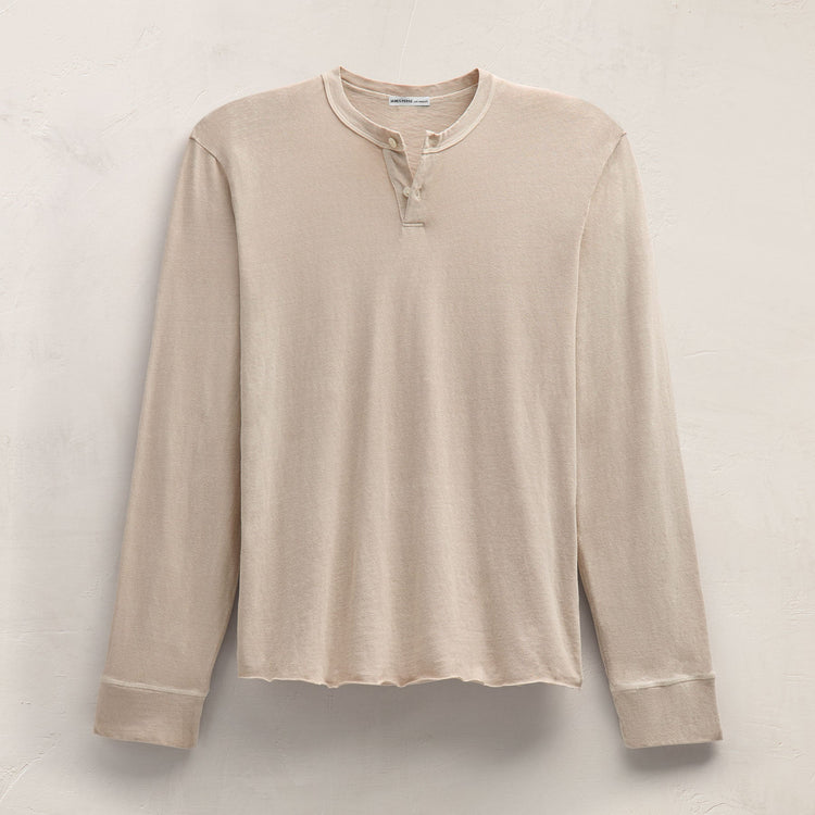 Slub Jersey Long Sleeve Henley in Stone Pigment | James Perse Los Angeles