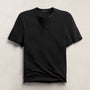 Slub Jersey Short Sleeve Henley in Black | James Perse Los Angeles