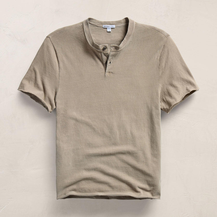 Slub Jersey Short Sleeve Henley in Overcast Pigment | James Perse Los Angeles FLAT