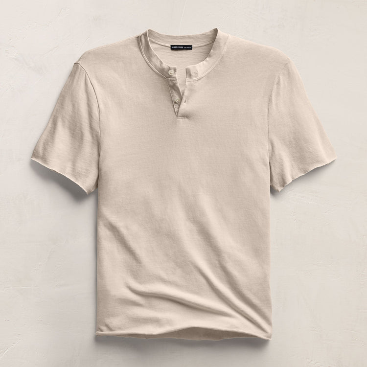 Slub Jersey Short Sleeve Henley in Pearl Pigment | James Perse Los Angeles