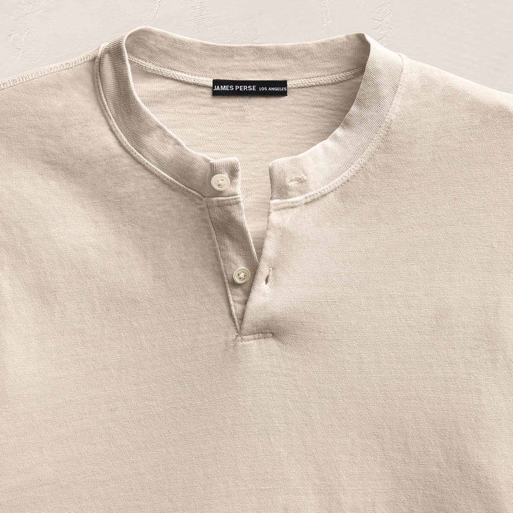 Slub Jersey Short Sleeve Henley in Pearl Pigment | James Perse Los Angeles