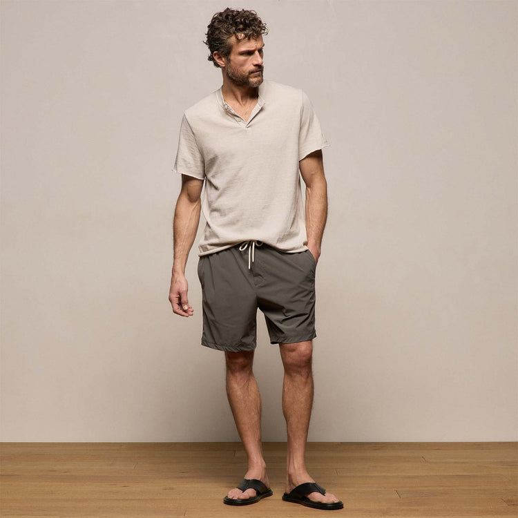 Slub Jersey Short Sleeve Henley in Pearl Pigment | James Perse Los Angeles
