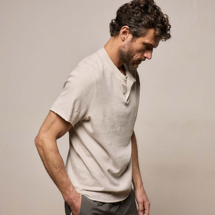 Slub Jersey Short Sleeve Henley in Pearl Pigment | James Perse Los Angeles