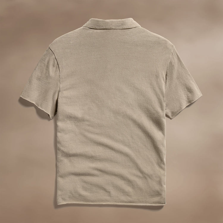 Slub Jersey Open Polo in Overcast Pigment | James Perse Los Angeles