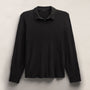 Slub Jersey Long Sleeve Open Polo in Black | James Perse Los Angeles