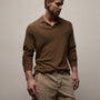 Slub Jersey Long Sleeve Open Polo in Gingerbread Pigment | James Perse Los Angeles