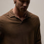 Slub Jersey Long Sleeve Open Polo in Gingerbread Pigment | James Perse Los Angeles