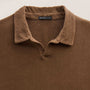 Slub Jersey Long Sleeve Open Polo in Gingerbread Pigment | James Perse Los Angeles