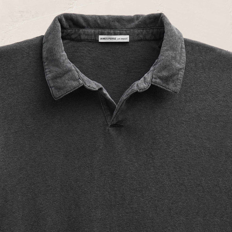 Slub Jersey Long Sleeve Open Polo in Magma Pigment | James Perse Los Angeles