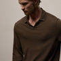 Slub Jersey Long Sleeve Open Polo in Porcupine | James Perse Los Angeles