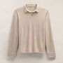 Slub Jersey Long Sleeve Open Polo in Stone Pigment | James Perse Los Angeles FLAT