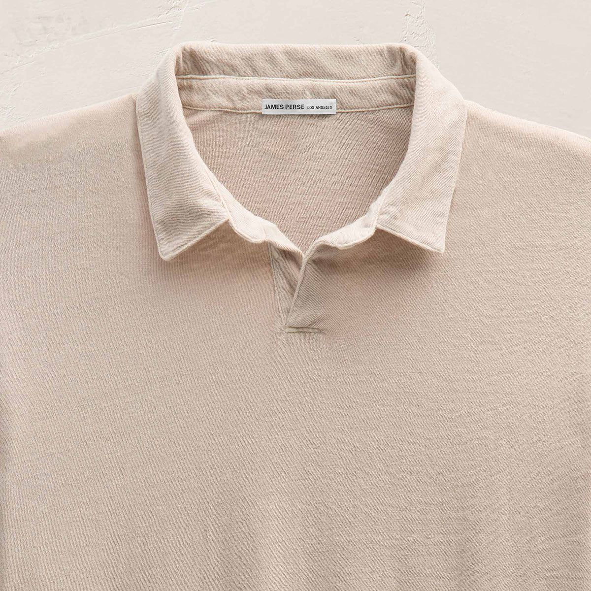 Slub Jersey Long Sleeve Open Polo in Stone Pigment | James Perse Los Angeles FLAT