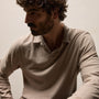Slub Jersey Long Sleeve Open Polo in Stone Pigment | James Perse Los Angeles