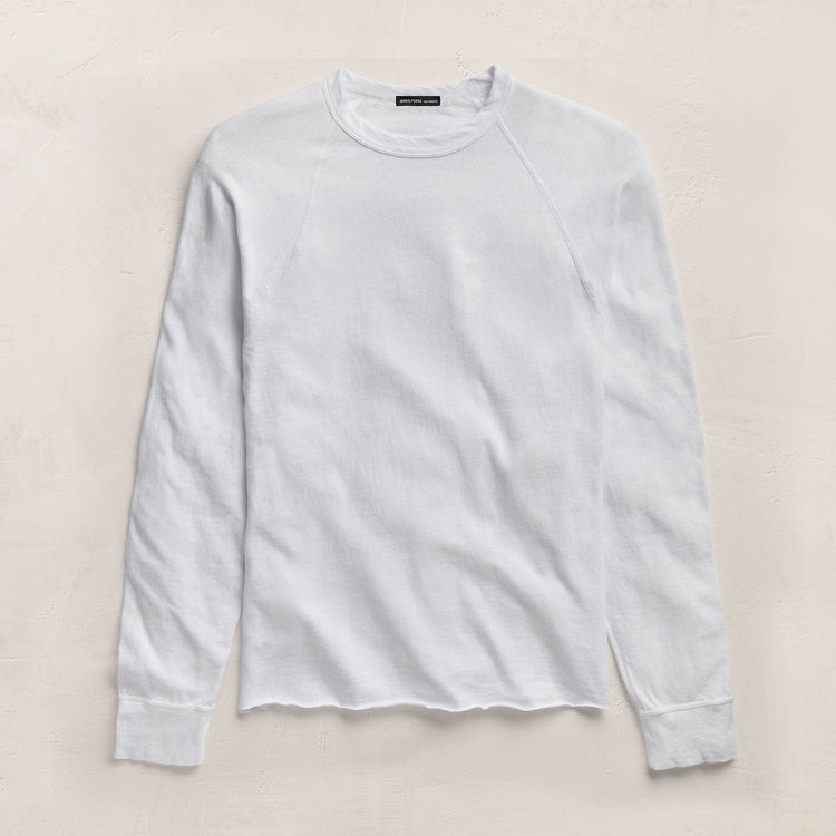 Slub Jersey Long Sleeve Raglan Crew in White | James Perse Los Angeles